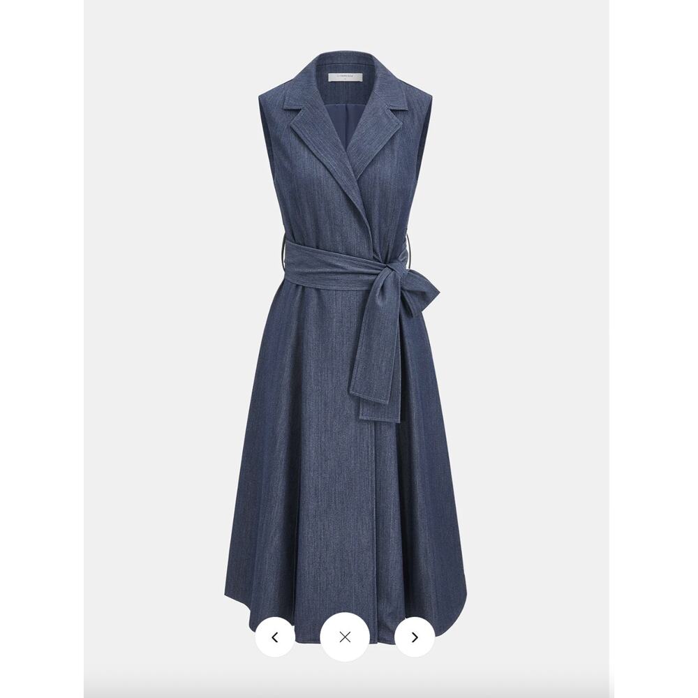 NWT Commense Sleeveless Collared Belted Midi Dress Sz S